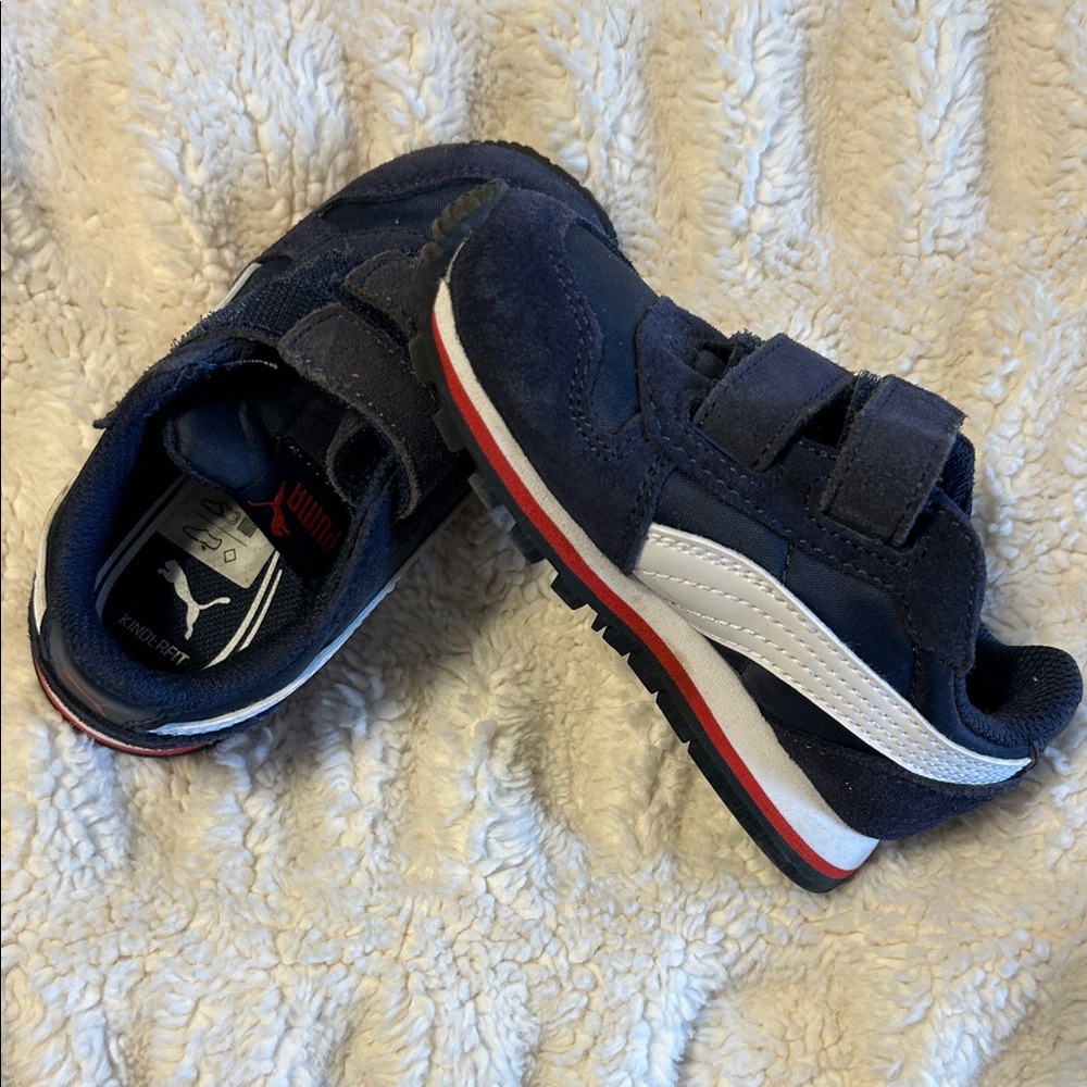 Puma Kids Dark Blue and White Sneakers
